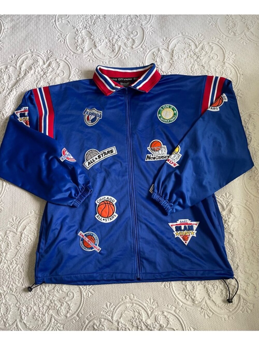 Vintage East II West Multi-Sport Patch Varsity Jacket Men's Size XL